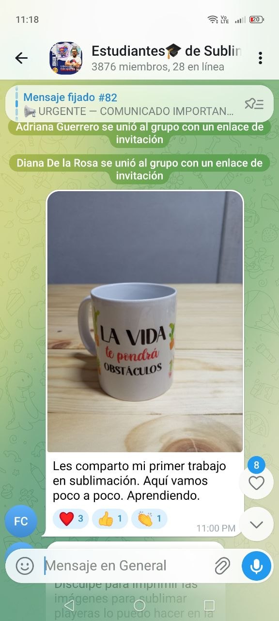 Primer trabajo de sublimación compartido por una estudiante: una taza personalizada